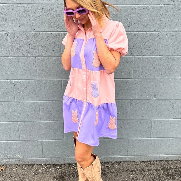 Jess Lea Dresses & Skirts - Colorful Bunny Patch Mini Dress